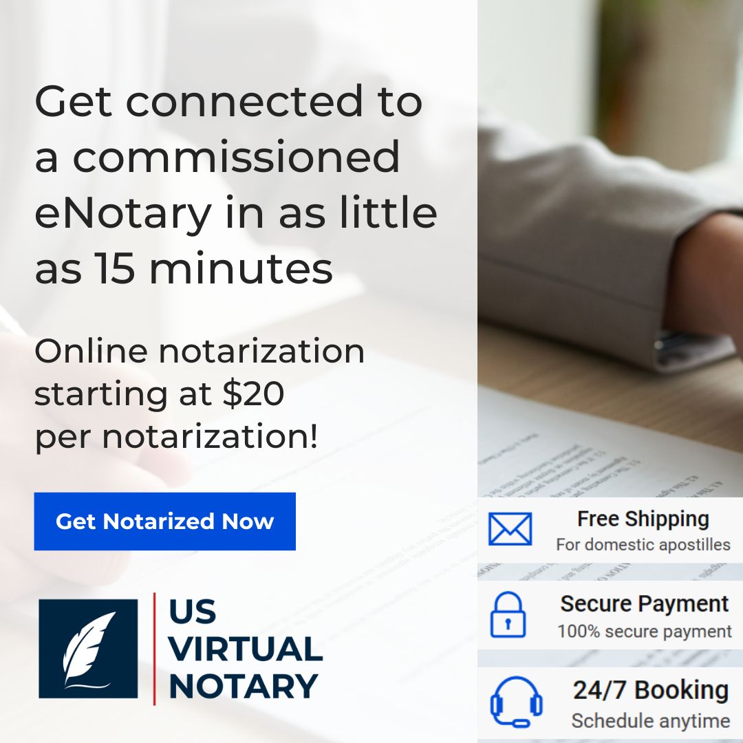 Online notarization starting at $20 per notarization!